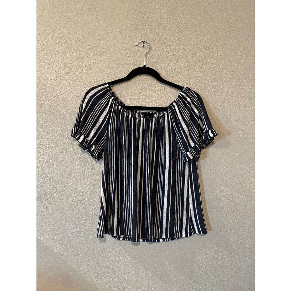 Anthropologie off shoulder striped top navy white NWOT small - Picture 3 of 9
